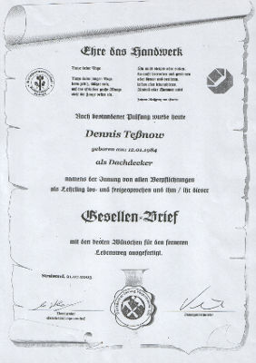 Gesellenbrief Dennis Teßnow