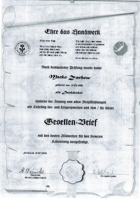 Gesellenbrief Marko Zachow