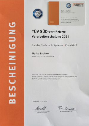 Qualifizerungsnachweis Bauder Flachdach-Systeme Marko Zachow